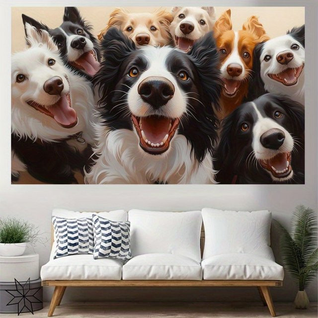 VIKAMA Wandteppich mit niedlichem Cartoon-Hund als ästhetische Wanddekoration in Mehrfarbig - Bild 1