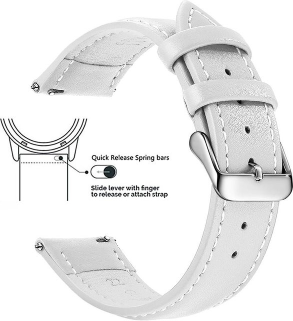 SAMCO Uhrenarmband Narbenleder, Weiß, Herren - Bild 1