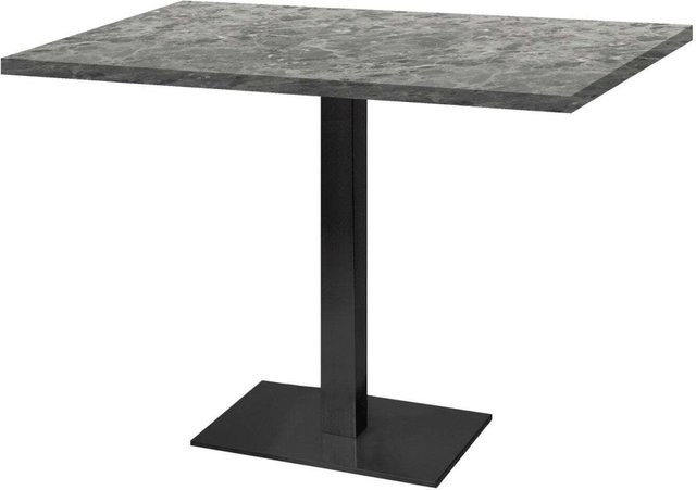 RestooTab Tisch Milan rechteckig in Steinoptik und Holzdekor, Farbe Steingrau/Marmoriert und Schwarz, B/T/H: 120 x 70 x 75 cm - Bild 1