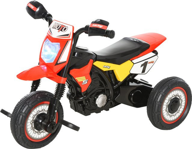 HOMCOM Kinderdreirad Motorrad, mit Musik- und Lichteffekten, Rot - Bild 1