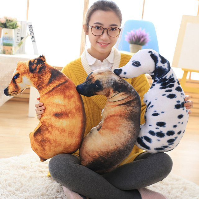 DOYOUDO 3D Hund Simulation Plüsch Spielzeug, Stofftier Kissen, 50 cm - Bild 1