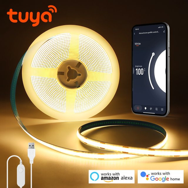 MALITAI Tuya Smart COB USB LED-Streifenlicht mit Silikagel-Röhre für Schlafzimmer, Küche und Schrank-Hintergrundbeleuchtung - Bild 1