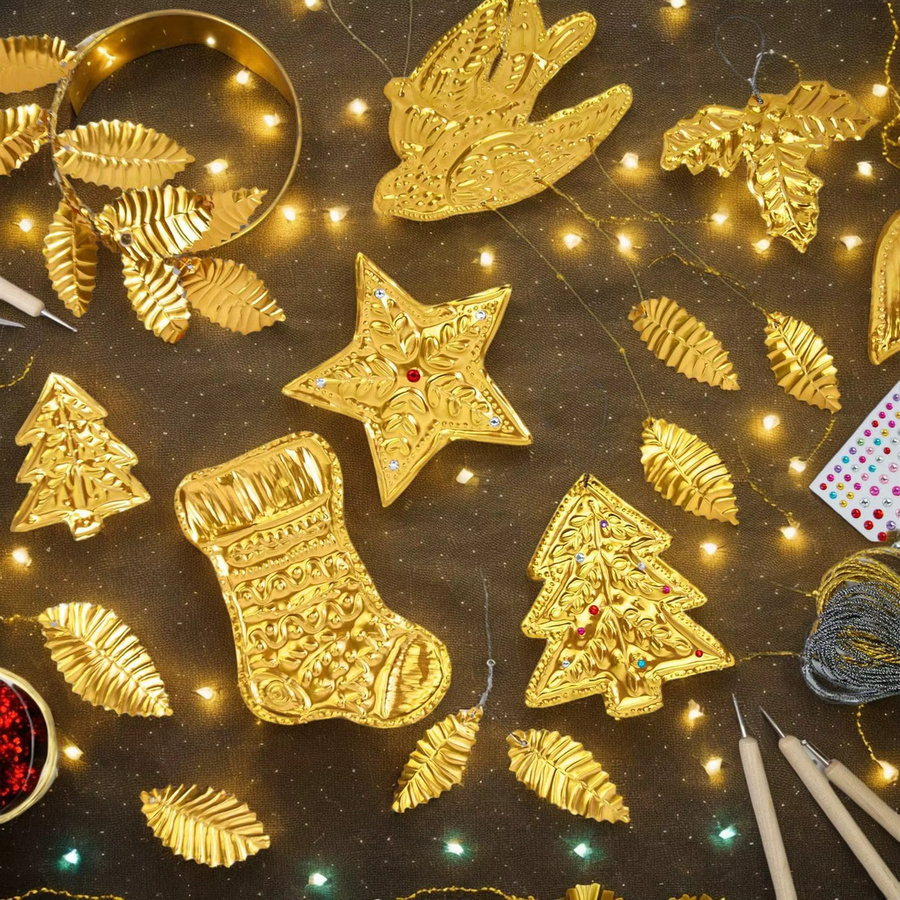 Glänzendes Bastelset aus Konstruktionspapier in Silber und Gold für Kinder und Erwachsene - Bild 1