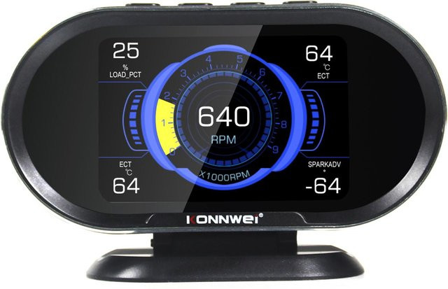 KONNWEI HUD Head-Up-Display 3,5 Zoll digitaler Bordcomputer mit OBDII Auto-Tachometer in Schwarz - Bild 1