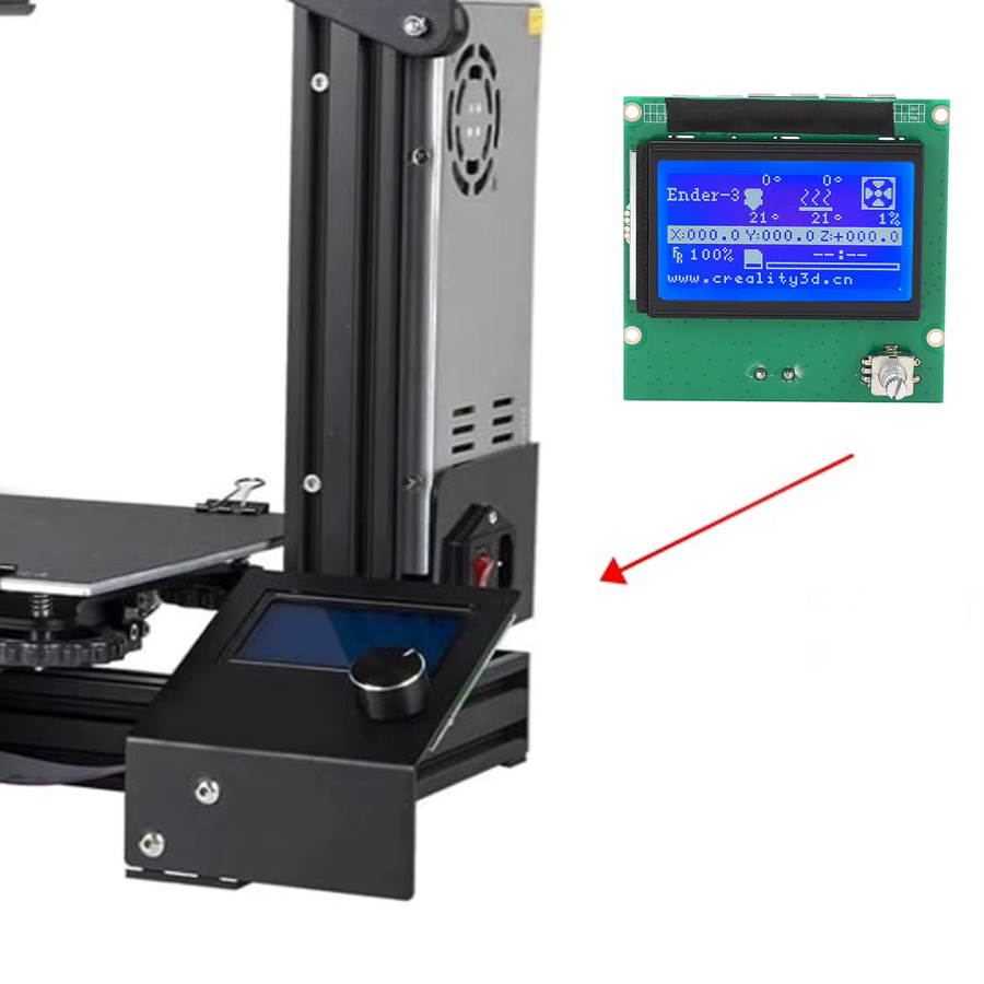 Creality LCD-Bildschirm 12864 mit blauem Bedienfeld und Flachbandkabel für Ender 3, 3s, 3X und 3 Pro 3D-Drucker - Bild 3
