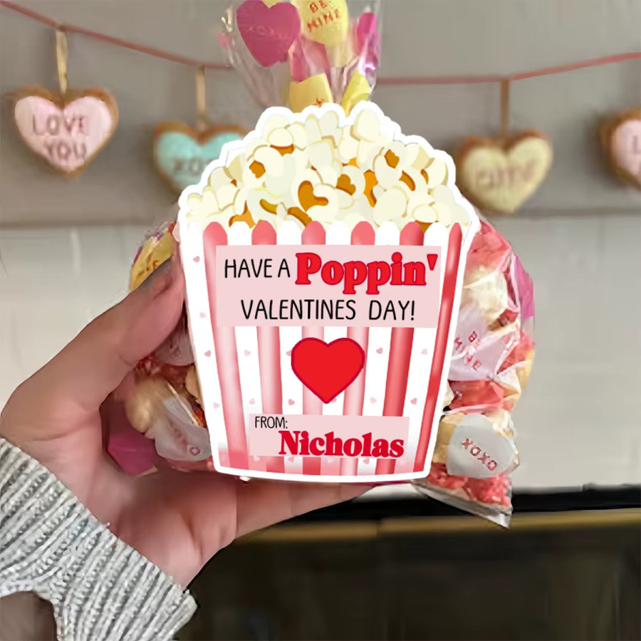 Personalisierbare Popcorn-Aufkleber von joy-enlife für den Valentinstag und Hochzeiten, mehrfarbig aus Papier - Bild 4