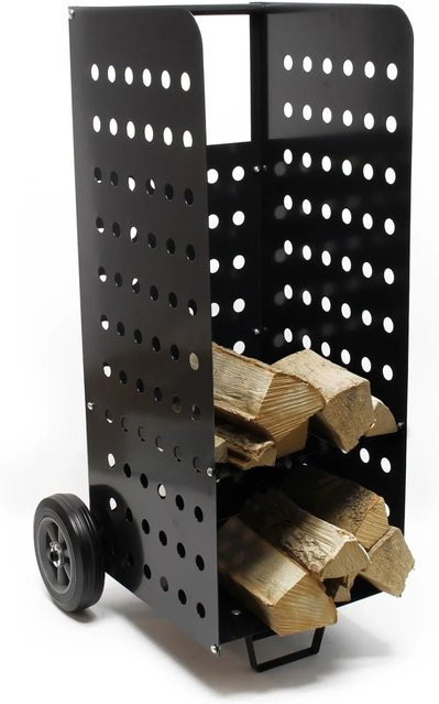 Wiltec Kaminholzwagen in Schwarz als praktischer Kaminholzkorb für dein Brennholz - Bild 1