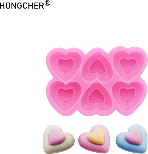 HONGCHER Herzförmige Silikonformen für Schokolade, Kuchen und Dessert-Dekoration sowie DIY-Harz-Dekorationszubehör in Pink - Bild 1
