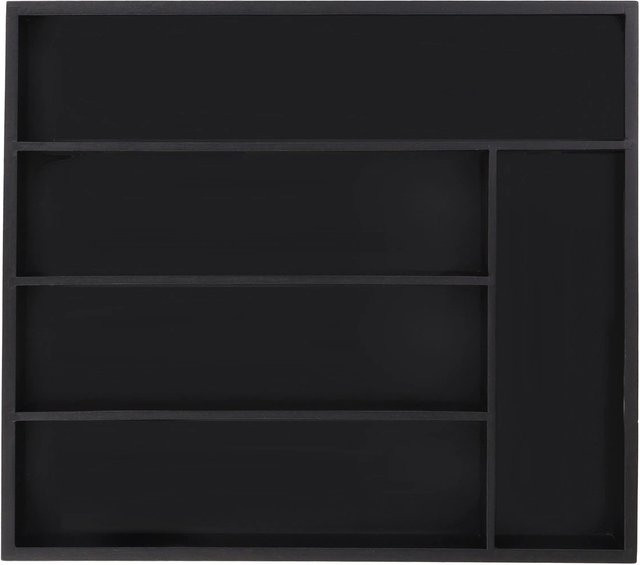 Relaxdays Besteckkasten aus Bambus in Schwarz mit 5 Fächern, B/T/H: 34 x 30 x 5 cm - Bild 1