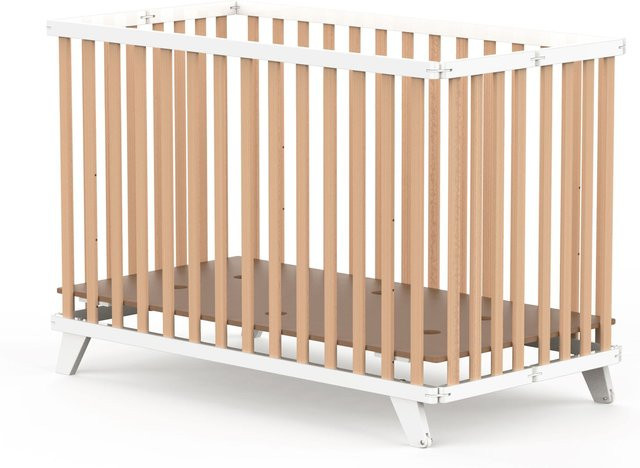 Geuther Kinderklappbett Mayla in Weiß/Natur mit Gitter aus massivem Buchenholz, Breite: 120 cm - Bild 1