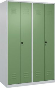 C+P Spind Classic PLUS Schwarz-Weiß mit 4 Abteilen und Sicherheits-Drehriegel, H: 185 cm, B: 120 cm, T: 50 cm - Bild 1
