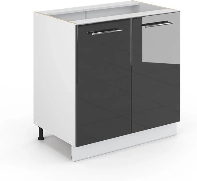Vicco Midischrank Fame-Line Anthrazit Hochglanz/Weiß B: 80 cm, H: 82 cm mit Regalen und Soft-Close-Türen - Bild 1