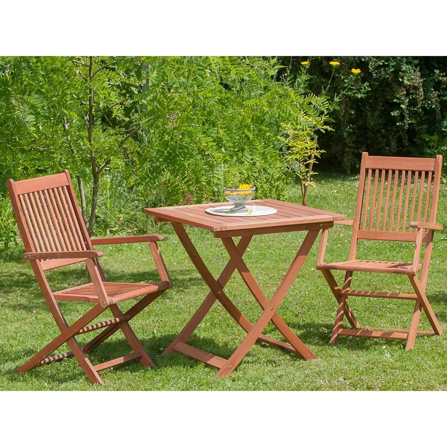 Merxx Gartenmöbel Rio 3-teilige Sitzgruppe aus Eukalyptusholz in Beige und Braun - Bild 3