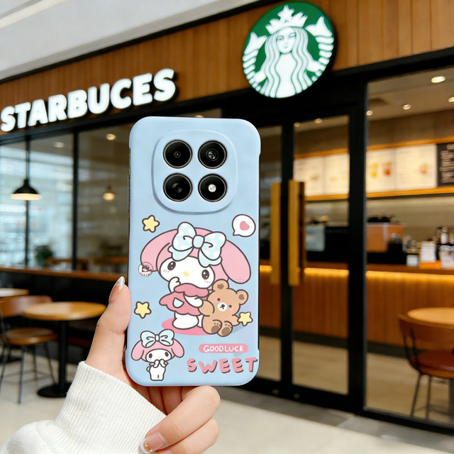 Sanrio Kitty und Kuromi Handyhülle für Redmi Note 15 14 Pro Plus Poco M8 X/F 8 7 Ultra 6 Pro, Rahmenlose Stoßfeste Hartschale, Blau - Bild 1