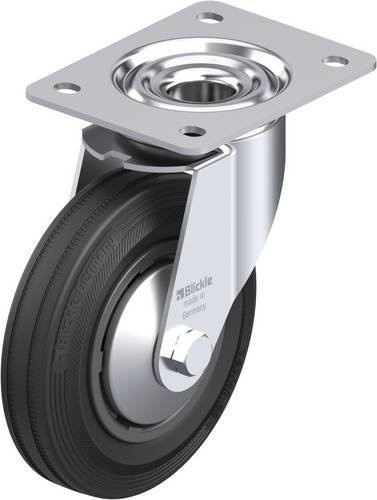 Blickle Lenkrolle LE-VPP 160G-FA in Schwarz und Silber mit Stahlgehäuse, Rad-Durchmesser: 160 mm, Tragfähigkeit: 135 kg - Bild 1