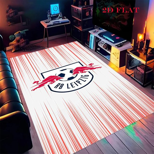 RB Leipzig Logo Teppich, rutschfeste Bodenmatte aus Polyester für Wohnzimmer und Schlafzimmer, B/T: 60 x 40 cm, weiß - Bild 1