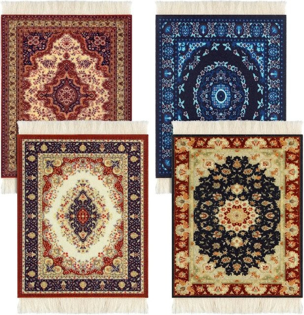 Ninth World Teppich-Tischuntersetzer im Perser-Stil, Orientalische Vintage Bohemian Matten für Bar und Mauspad - Bild 1