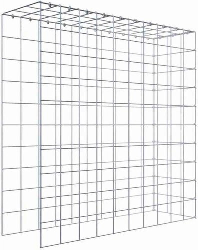 Gabiona Anbaukorb Typ 4 aus Stahl in Silbergrau, B/T/H: 100 x 100 x 30 cm, Maschenweite 10 x 10 cm - Bild 1