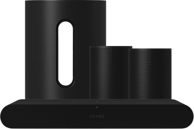 Sonos Sound System Set in Schwarz bestehend aus Sonos Ray Soundbar, 2x Era 100 Lautsprecher und Sub Mini - Bild 1