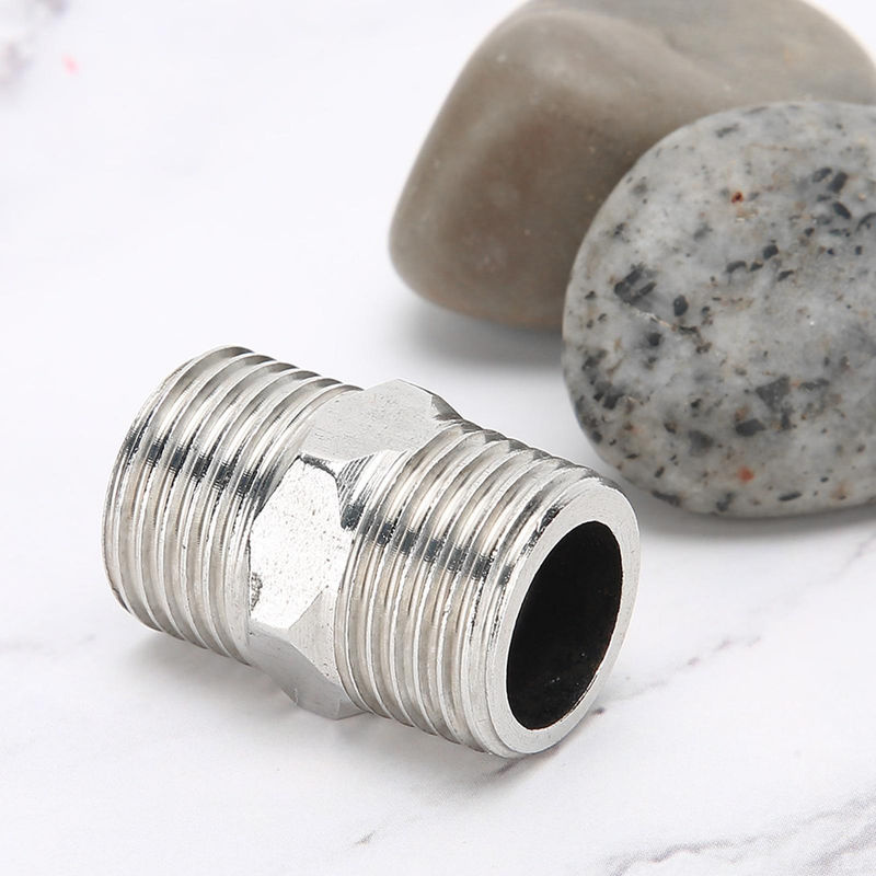Meterk 5er Set Sechskantnippel aus Edelstahl in Silber, 1/2 Zoll Gewinderohrverbinder für Wasserheizung - Bild 3