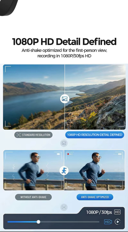 BMAD KI-Smart-Brille mit 8K HD Kamera, Bluetooth, Photochromatischer Funktion und ChatGPT-Unterstützung, Schwarz, Square - Bild 3