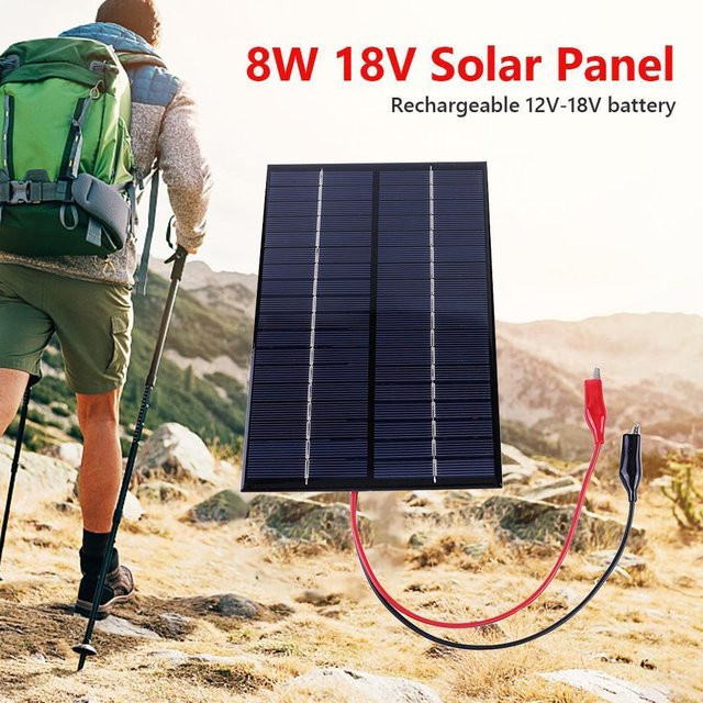 Tragbares 8W 18V Solarpanel mit Clip als wasserdichtes Mini-Solarpanel-Modul zum Laden von 12-18V Batterien - Bild 1