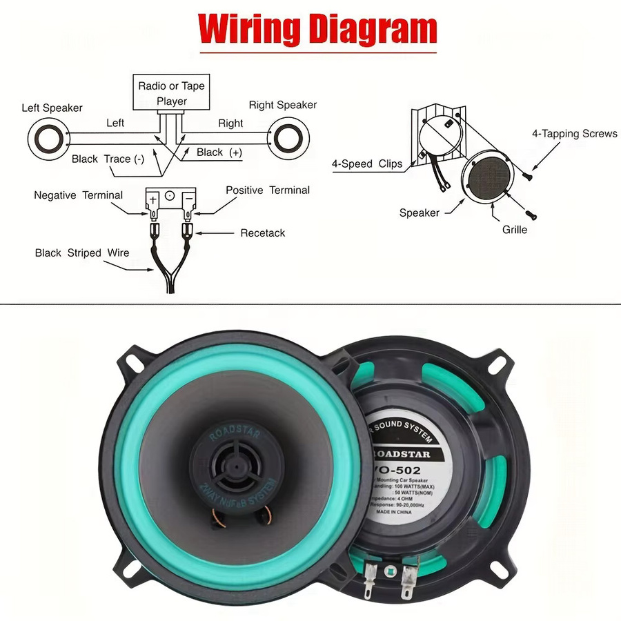 AiteFeir 5 Zoll Auto-Lautsprecher 100W HiFi Koaxial-Subwoofer Universelle Automotive Audio-Musik Vollbereichs-Frequenz Auto-Stereolautsprecher - Bild 7
