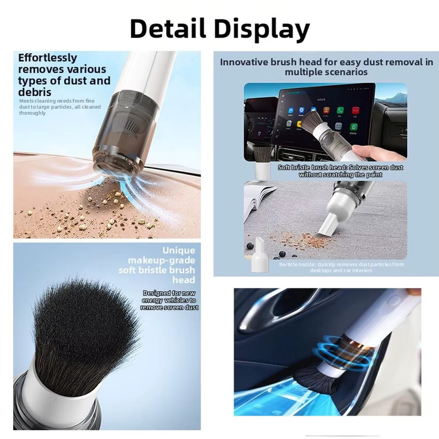 DAZZLEEX Auto-Handstaubsauger Set in Schwarz mit starker Saugkraft für die Reinigung im Auto und am Schreibtisch - Bild 4