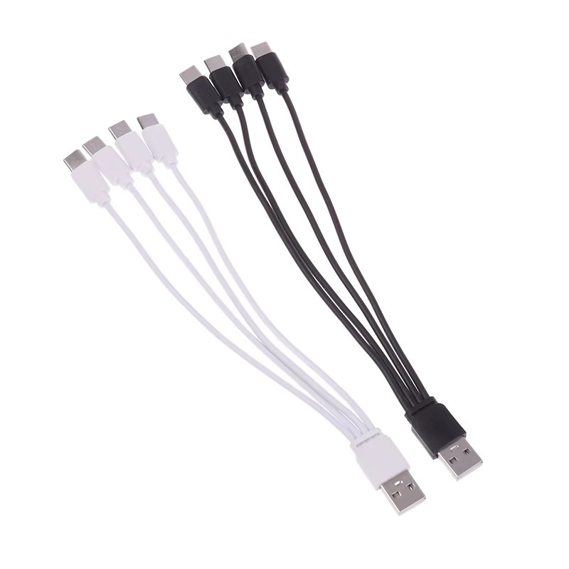 4-in-1 USB-C Schnellladekabel Schwarz für Telefone und Tablets, 20 cm Länge - Bild 2