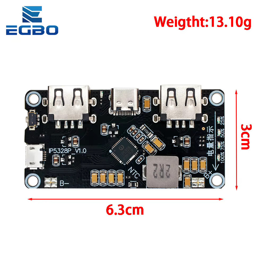 IP5328P Dual USB Power Bank Modul mit Typ-C 2.0 und QC 3.0 Schnellladefunktion in Schwarz - Bild 2