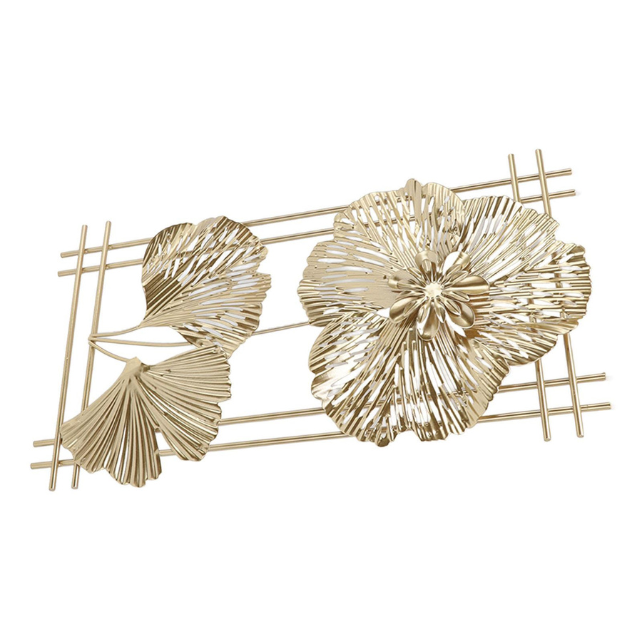 CosyHome 3D Wandskulptur Ginkgoblatt aus Eisen in Gold, Modern Minimalistisch, Breite: 45,0 cm, Höhe: 25,0 cm, Tiefe: 25,0 cm - Bild 2