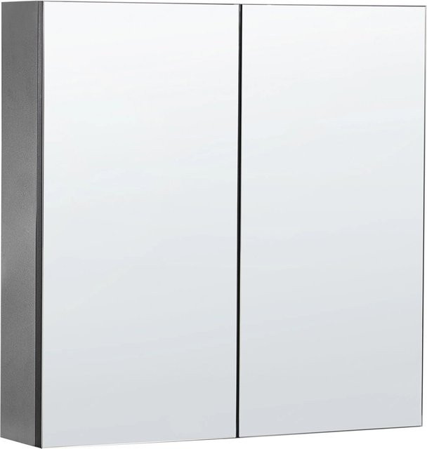 Beliani Bad-Spiegelschrank NAVARRA in Schwarz und Silber mit Glasfronten, B/H/T: 60 x 60 x 14 cm - Bild 1