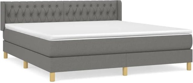 vidaXL Boxspringbett mit Matratze Dunkelgrau Hybrid mit Taschenfederkern B: 180 cm, T: 200 cm, H: 183 cm - Bild 1