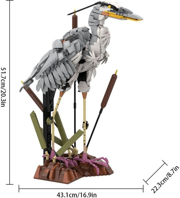 Gobricks Graureiher Sekretärvogel Konstruktionsbausteine ab 14 Jahren - Bild 1