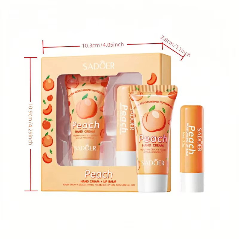 SADOER Pfirsich-Handcreme und Lippenbalsam-Set, Unisex - Bild 2