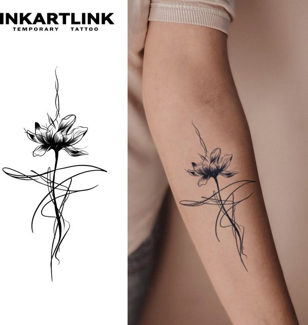 Inkartlink Ink Lotus Flower temporärer Tattoo-Aufkleber, wasserfest - Bild 1