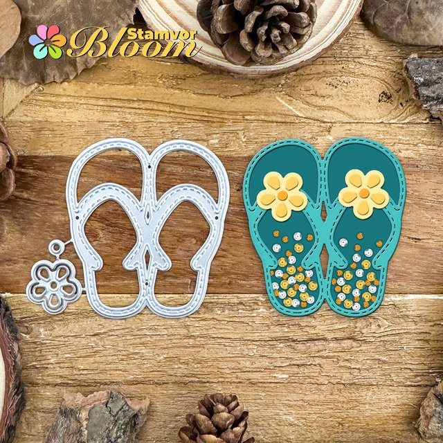 Metall Stanzformen für Scrapbooking und Prägung mit Sommer Strand und Blumen Motiven in Silber - Bild 1