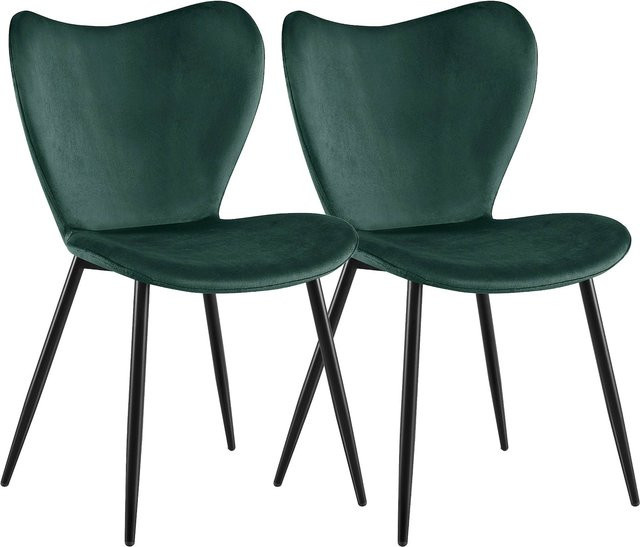 CLP Esszimmerstühle Maika 2er Set gepolstert in Grün mit Metallgestell und ergonomischer Rückenlehne - Bild 1