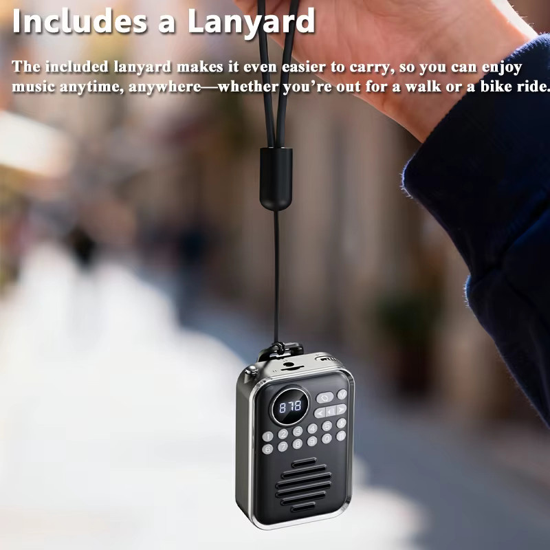 JINSERTA Mini Tragbares FM-Radio mit HD-Display, Digitaler Radioempfänger und Bluetooth-Lautsprecher, Sprachrekorder und TF-Karten-Player in Schwarz oder Grün - Bild 4