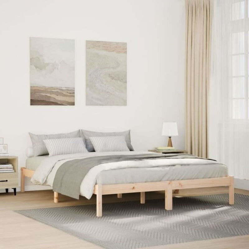 Massivholzbett Vidaxl aus Kiefer in Natur Braun im Landhaus- und Skandinavischen Stil, B/T/H: 160 x 210 cm - Bild 1