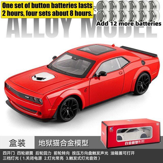 Linyi toy car Dodge Challenger Srt Hellcat Modellauto, 1:18, mit Sound und Licht, ab 14 Jahren - Bild 1