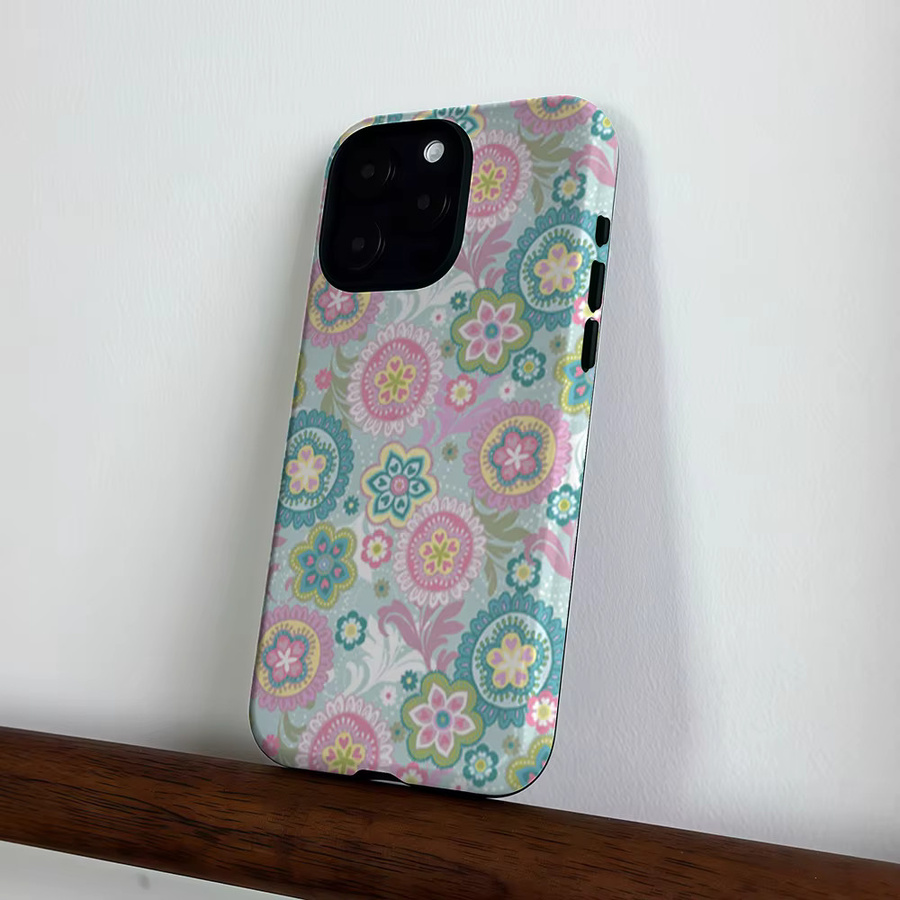 CaseLumi Matte Bumper Schutzhülle mit MagSafe Kompatibilität für iPhone 17 16 15 14 13 Pro Max in Pastell Blumenmischung - Bild 3