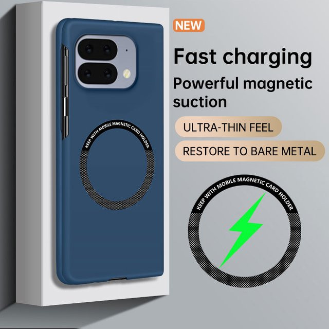 Mattierte Google Pixel 10 und 9 Pro Fold Handyhülle mit Metallring-Magnet und rahmenlosem Kunststoffgehäuse in Orange - Bild 1