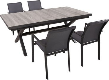 Garden Pleasure Gartenmöbel-Set Rana 5-teilig mit Keramik-Tisch und Aluminiumgestell in Dunkelgrau - Bild 2