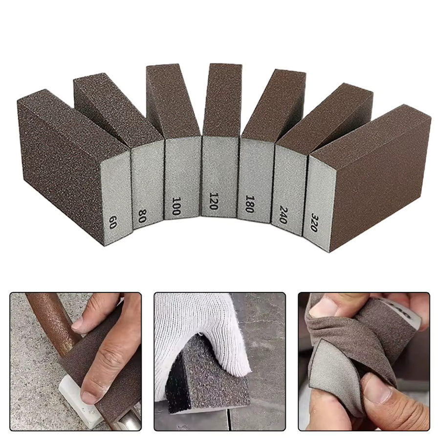 2er-Set VIBRATITE Schleifschwamm-Blöcke mit Körnungen von 60 bis 320 Grit zum Schleifen und Polieren von Metall, Holz und Möbeln - Bild 1