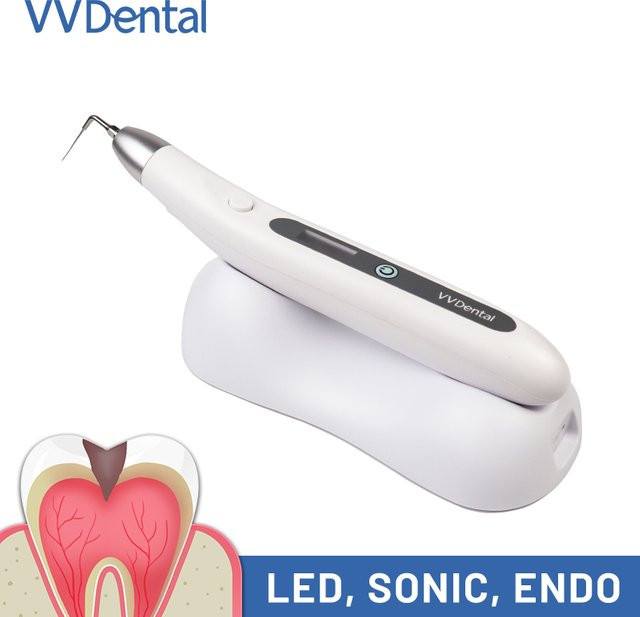 VVDental Endo Activator Ultraschall-Endodontie-Irrigator mit LED, aufladbar, für die Wurzelkanalreinigung, Grau-Weiß - Bild 1
