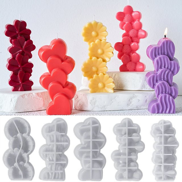 UDOCOOL Silikonform für DIY Duftkerzen und Seifen mit Blumen- und Herzdesign - Bild 1