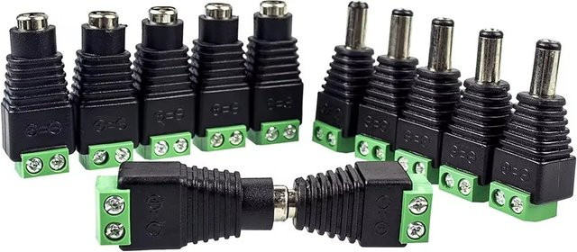 5 Paar schweißfreie DC-Stecker und DC-Buchsen in Grün und Schwarz, 5,5 x 2,1 mm Anschlussüberwachungs-Netzstecker mit Push-Button - Bild 1