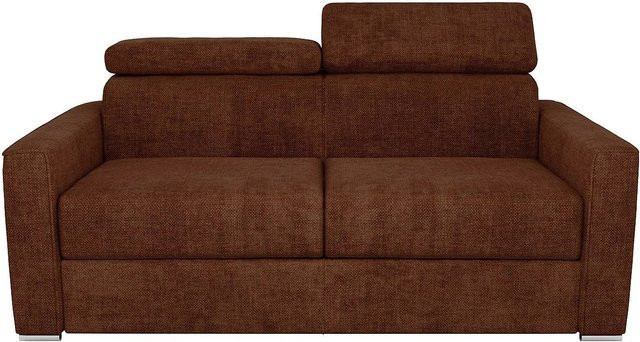 Vente-unique Schlafsofa Vizir in Terracotta mit verstellbarer Kopfstütze und Stoffbezug, Breite: 196 cm - Bild 1