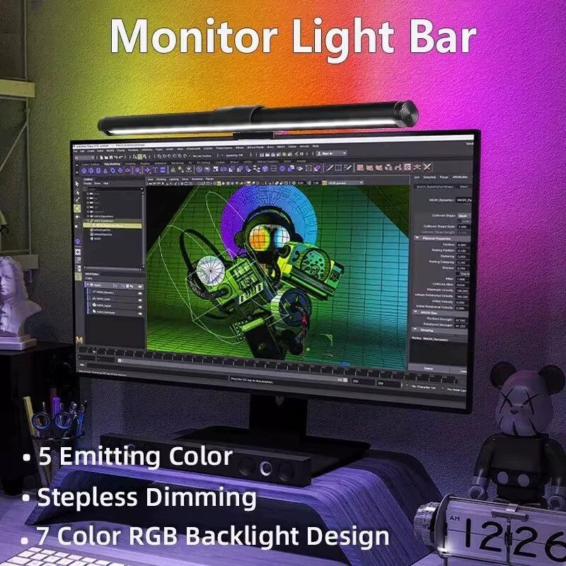 FEICAN RGB LED Monitor Lichtleiste stufenlos dimmbar mit integriertem LED Augenschutz Bildschirm Hängelampe für PC Laptop und Gaming - Bild 4